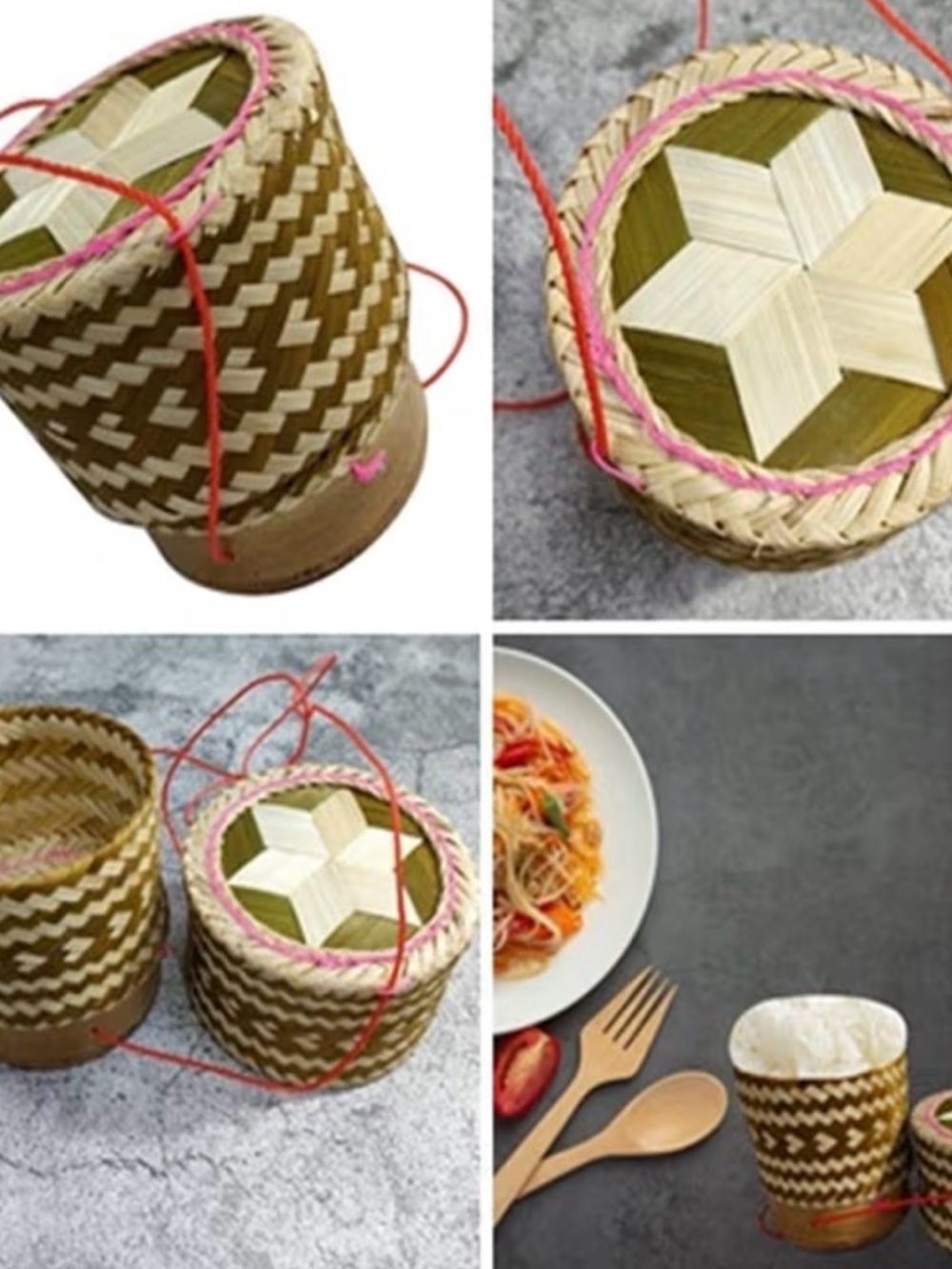 NWT Verve Thai Sticky Rice Basket~Handwoven Bamboo & 17 oz Sticky Rice - Picture 8 of 13